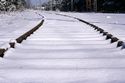 Verschneite Gleise im ehemaligen Containerbahnhof Eberswalde