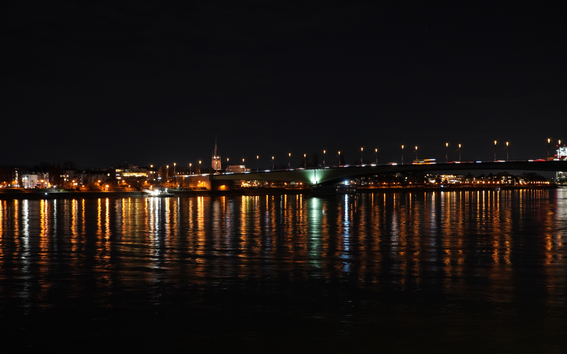 Bonn Rheinbrücke am Abend